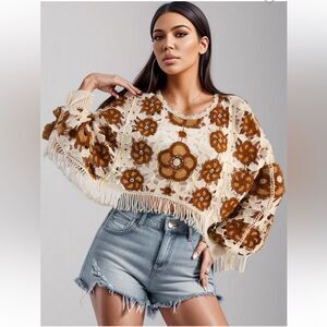 Cape Robbin Anita Crochet Capelet (One Size)